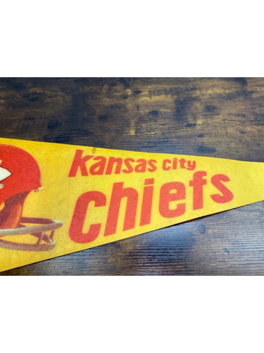 Vintage Kansas City Chiefs Pennant Felt Flag NFL Memorabilia 30 inches